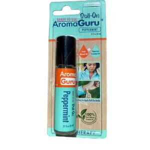 AROMAGURU* 0.27 oz Roll-On PEPPERMINT Ready To Use AROMATHERAPY Essential Oil